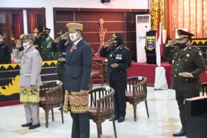Pemerintah Kota Metro Ikuti Penurunan Bendera Merah Putih Secara Virtual