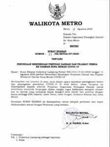 Larangan Kepala OPD dan Pegawai ke Provinsi Zona Merah