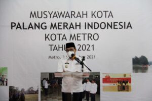 Wahdi Hadiri Musyawarah Kota Palang Merah Indonesia Kota Metro Tahun 2021