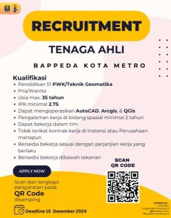 Recruitment Tenaga Ahli Bappeda Kota Metro