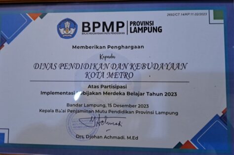 Metro Tuai Pujian dan Penghargaan dari Balai Penjamin Mutu Pendidikan, Bukti Pendidikan di Metro Alami Kemajuan