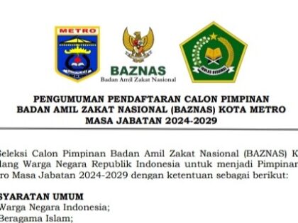 Pengumuman Pendaftaran Calon Pimpinan BAZNAS