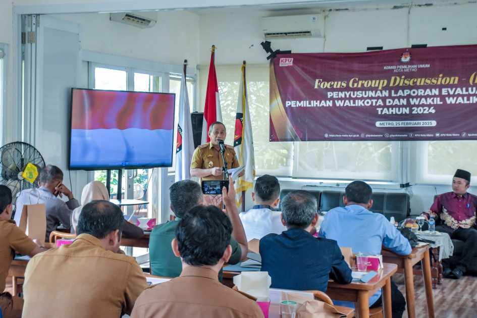 Asisten Bidang Pemerintahan dan Kesra Kota Metro Hadiri FGD Evaluasi Pilkada 2024