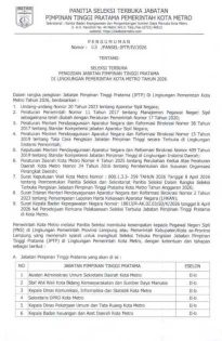 Pengumuman Tentang Seleksi Terbuka Pengisian Jabatan Pimpinan Tinggi Pratama di Lingkungan Pemerintah Kota Metro Tahun 2026