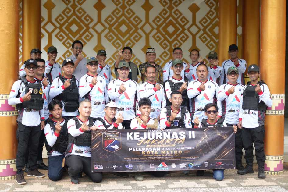 Wali Kota Metro Lepas 15 Atlet Airsoftgun Komunitas KDRT ke Kejurnas INASOC II Jakarta