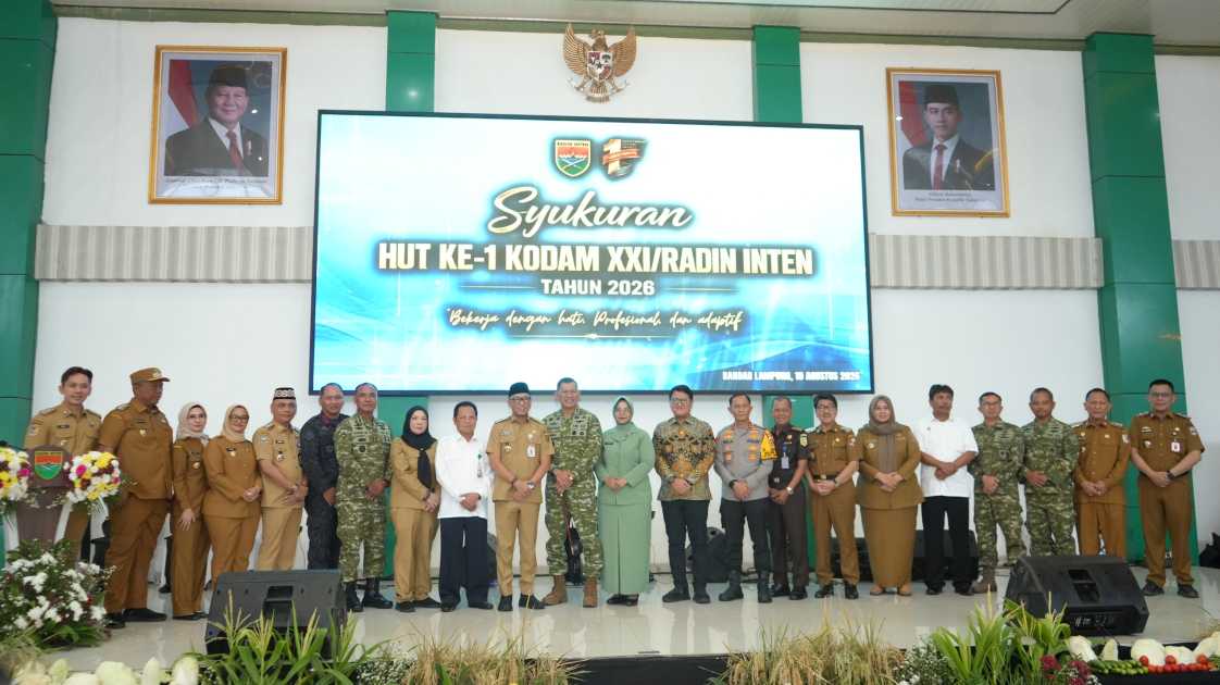 Wali Kota Metro Hadiri HUT ke-1 Kodam XXI/Radin Inten, Perkuat Sinergi TNI dan Pemerintah Daerah