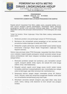 Pengumuman Tentang Terhentinya Sementara Layanan Pengangkutan Sampah